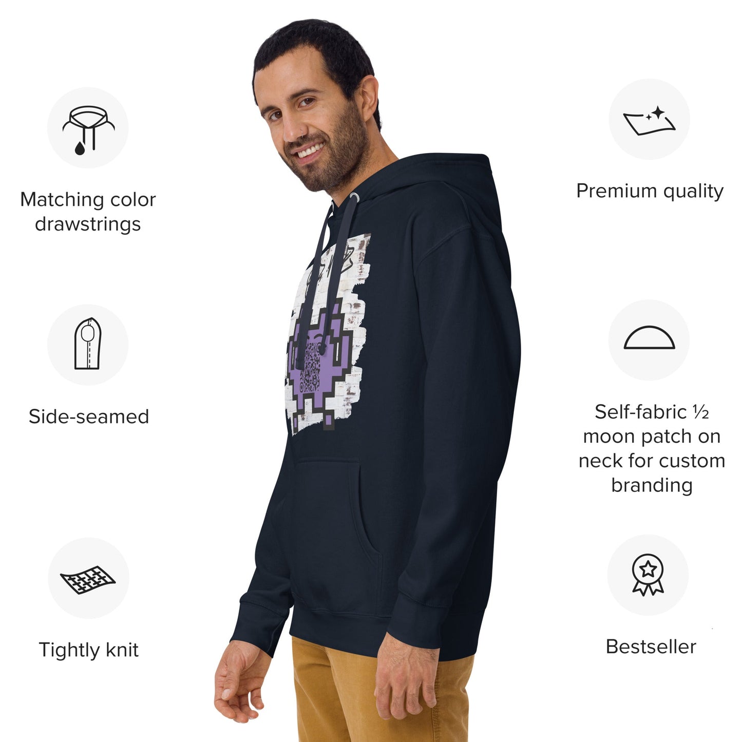 Graffiti Wall Alien Emoji QR Code Hoodie – Uniting Gamers