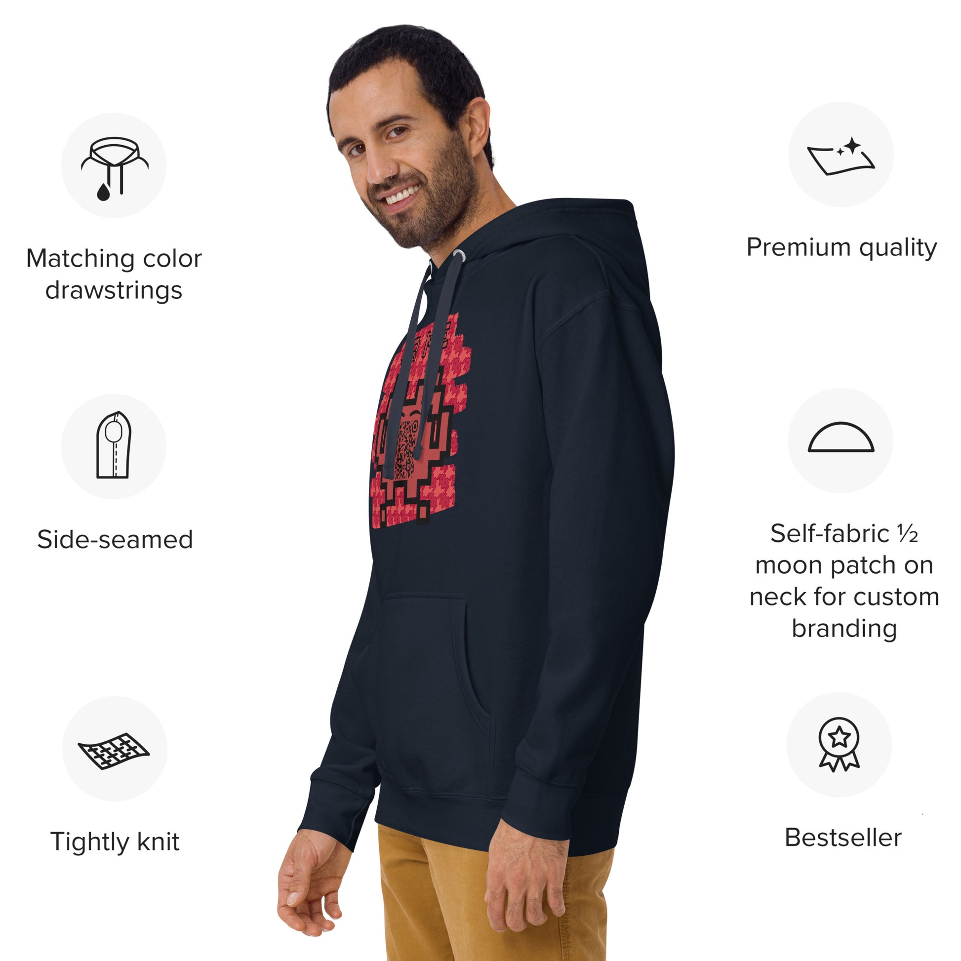 Red Alien Emoji QR Code Hoodie – Gamers...Share Your Stats