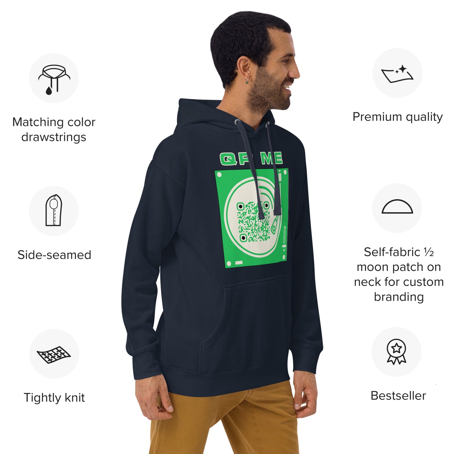 Music Lovers Personalized QR Code Unisex Luxury Hoodie-QR GEAR STORE