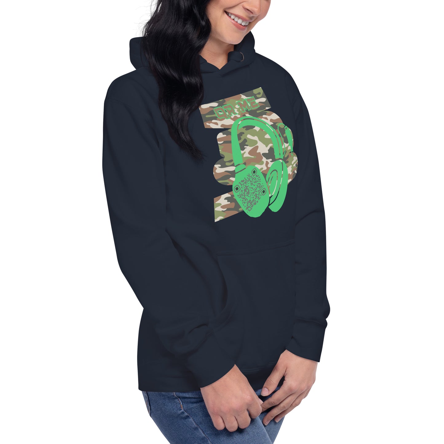 Personalized QR Code Green Camo Hoodie – Blend In, Stand Out