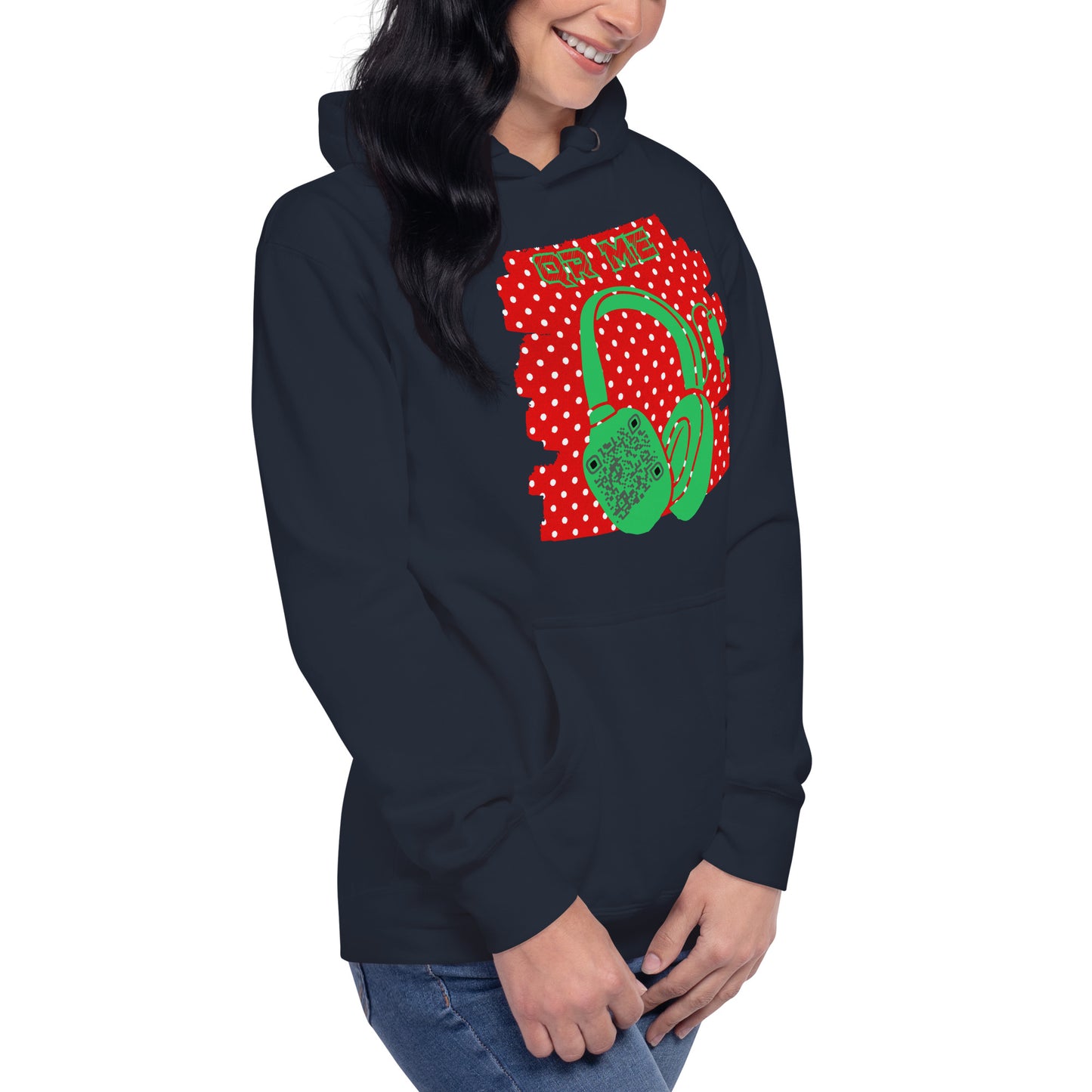 Personalized QR Code Polka Dot Hoodie – Share Your Tunes