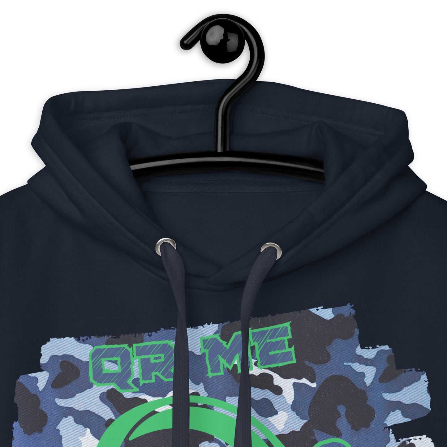 Personalized QR Code Blue Camo Hoodie – Blend In, Share Out