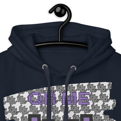 Monochrome Alien Emoji QR Code Hoodie – Share Your Stats