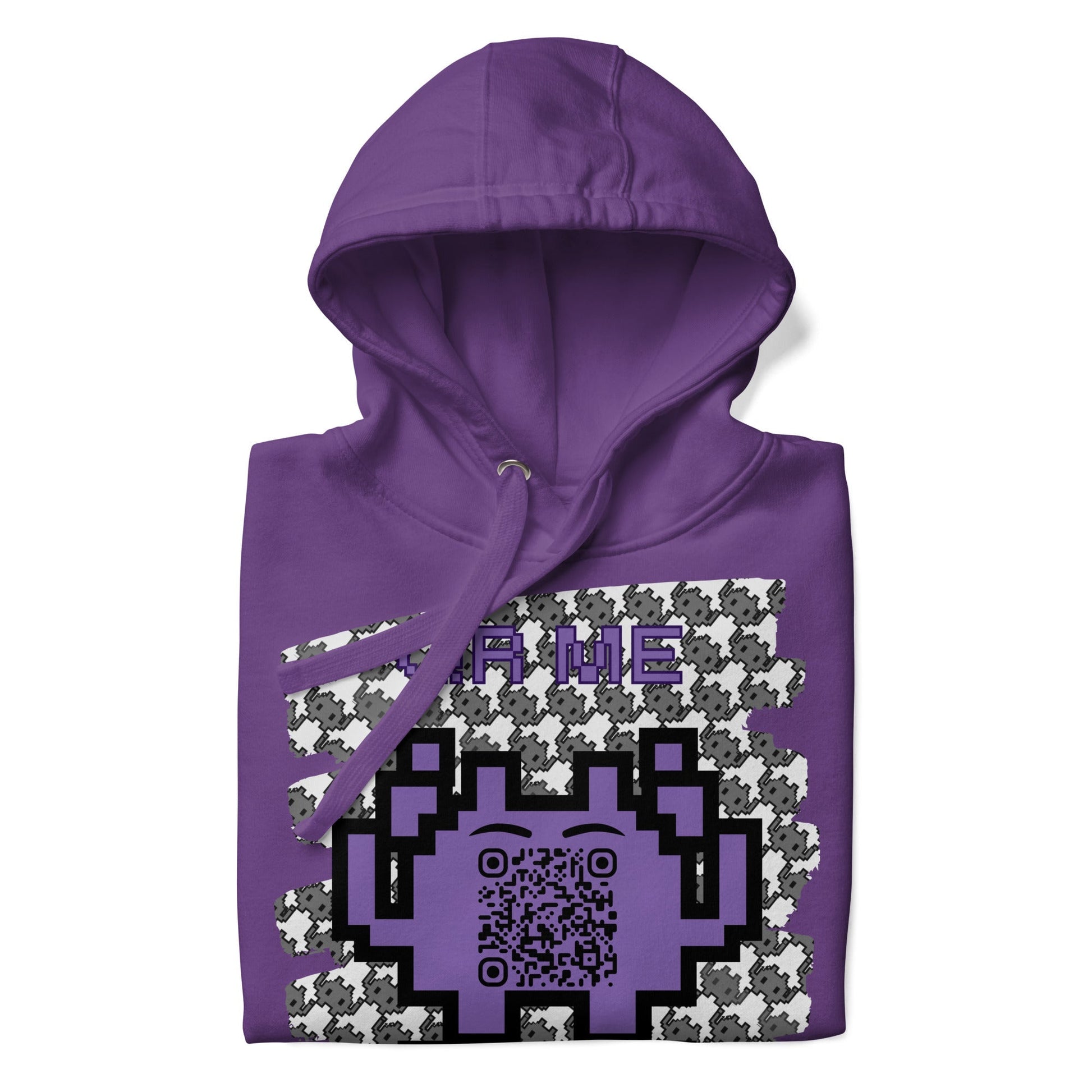 Monochrome Alien Emoji QR Code Hoodie – Share Your Stats