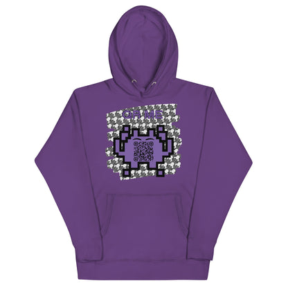 Monochrome Alien Emoji QR Code Hoodie – Share Your Stats