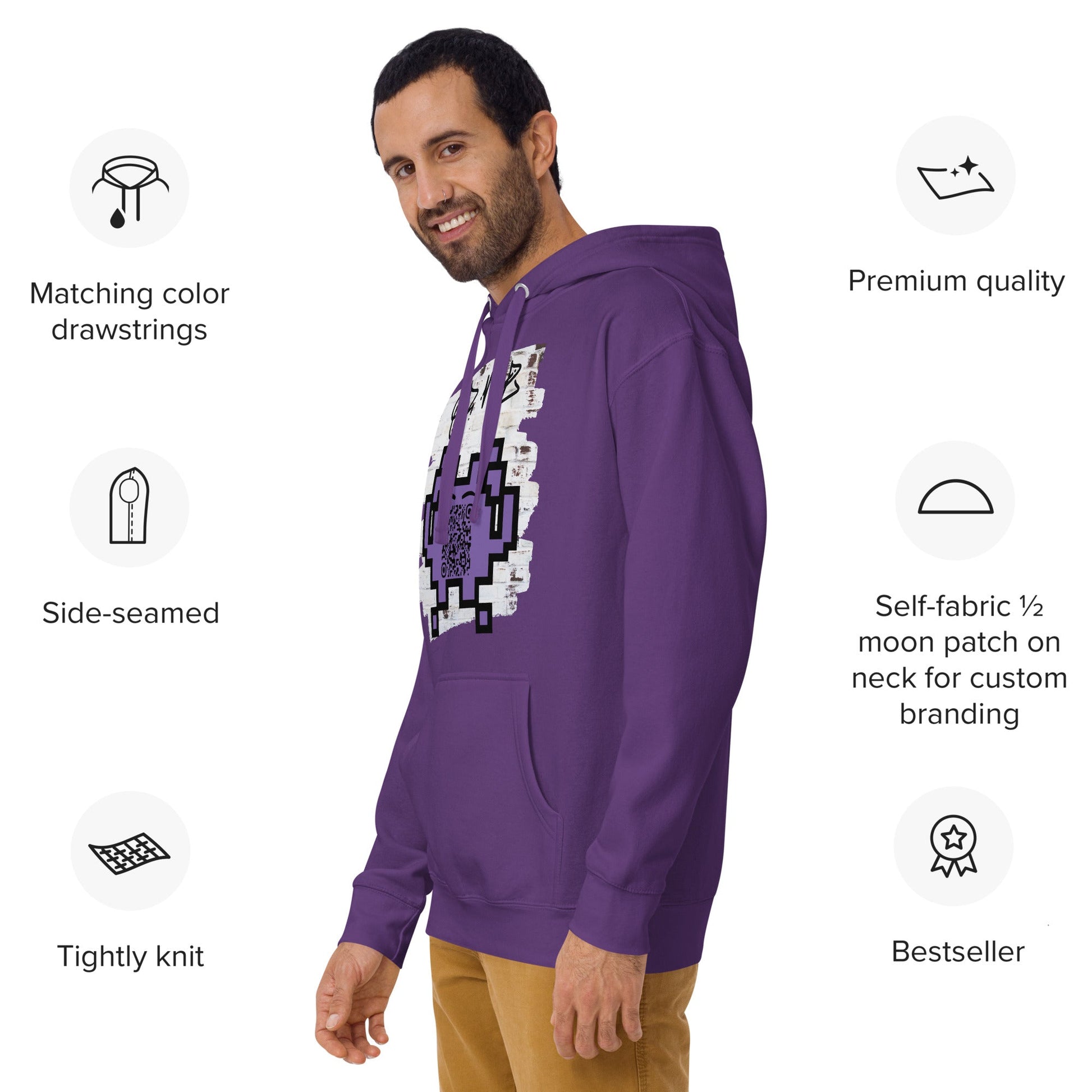 Graffiti Wall Alien Emoji QR Code Hoodie – Uniting Gamers