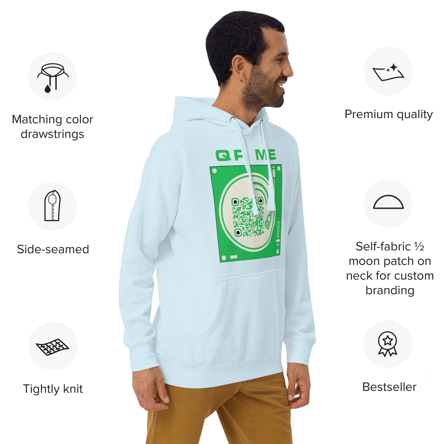 Music Lovers Personalized QR Code Unisex Luxury Hoodie-QR GEAR STORE