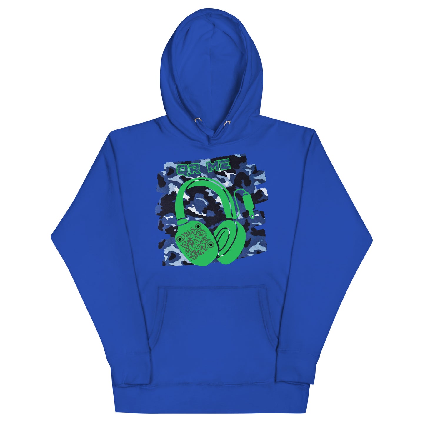 Personalized QR Code Blue Camo Hoodie – Blend In, Share Out