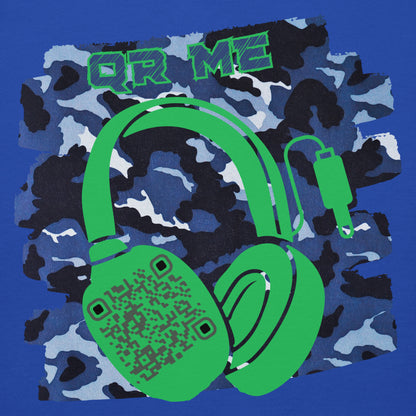 Personalized QR Code Blue Camo Hoodie – Blend In, Share Out