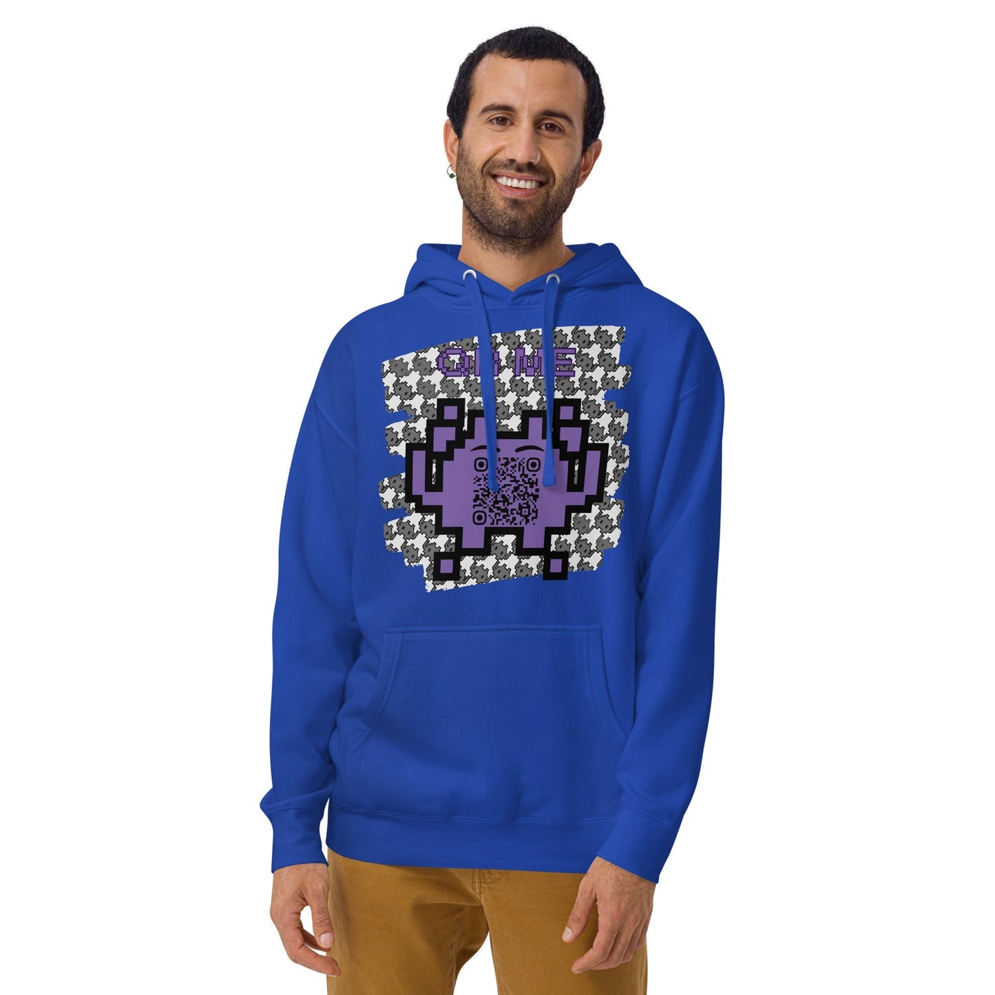 Monochrome Alien Emoji QR Code Hoodie – Share Your Stats