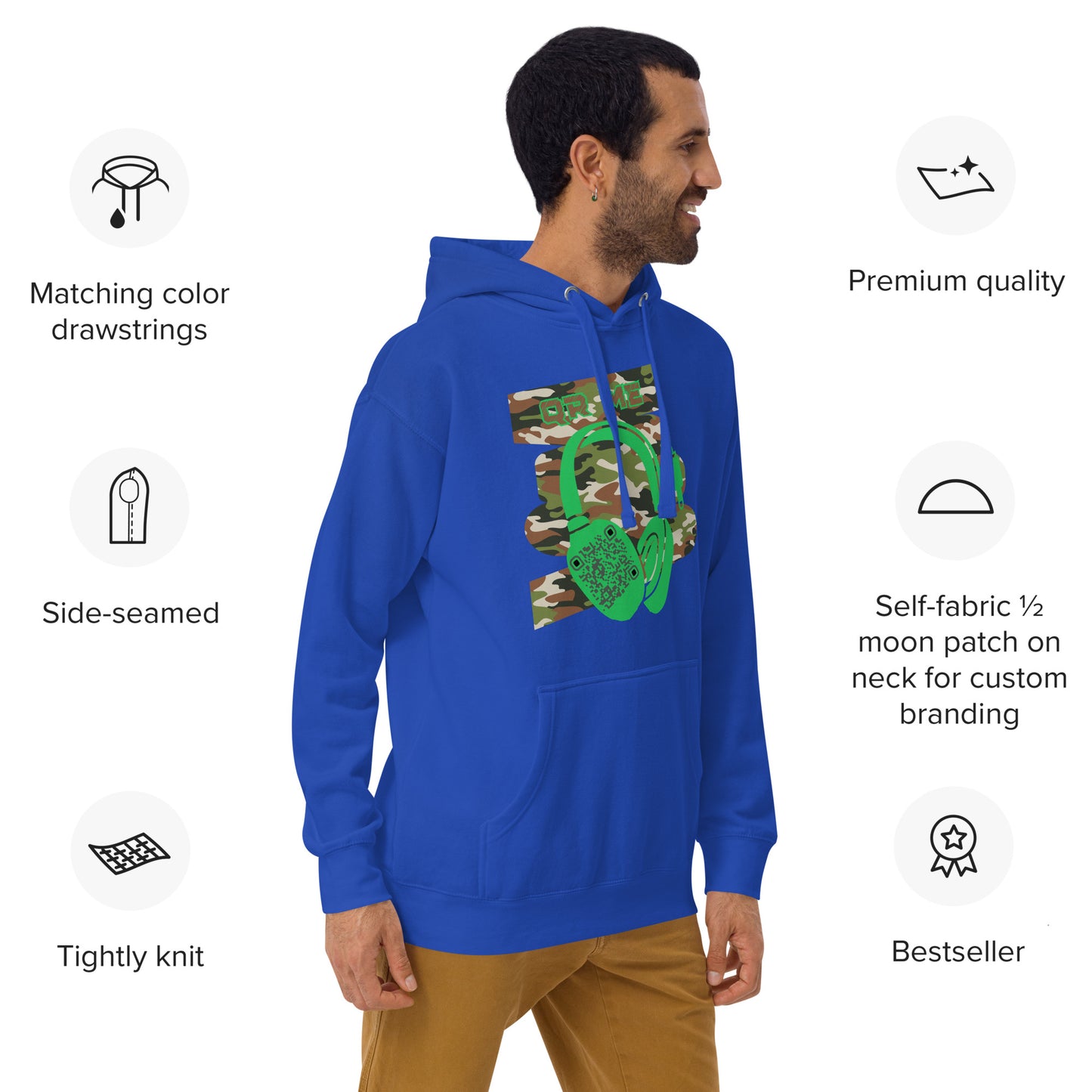 Personalized QR Code Green Camo Hoodie – Blend In, Stand Out