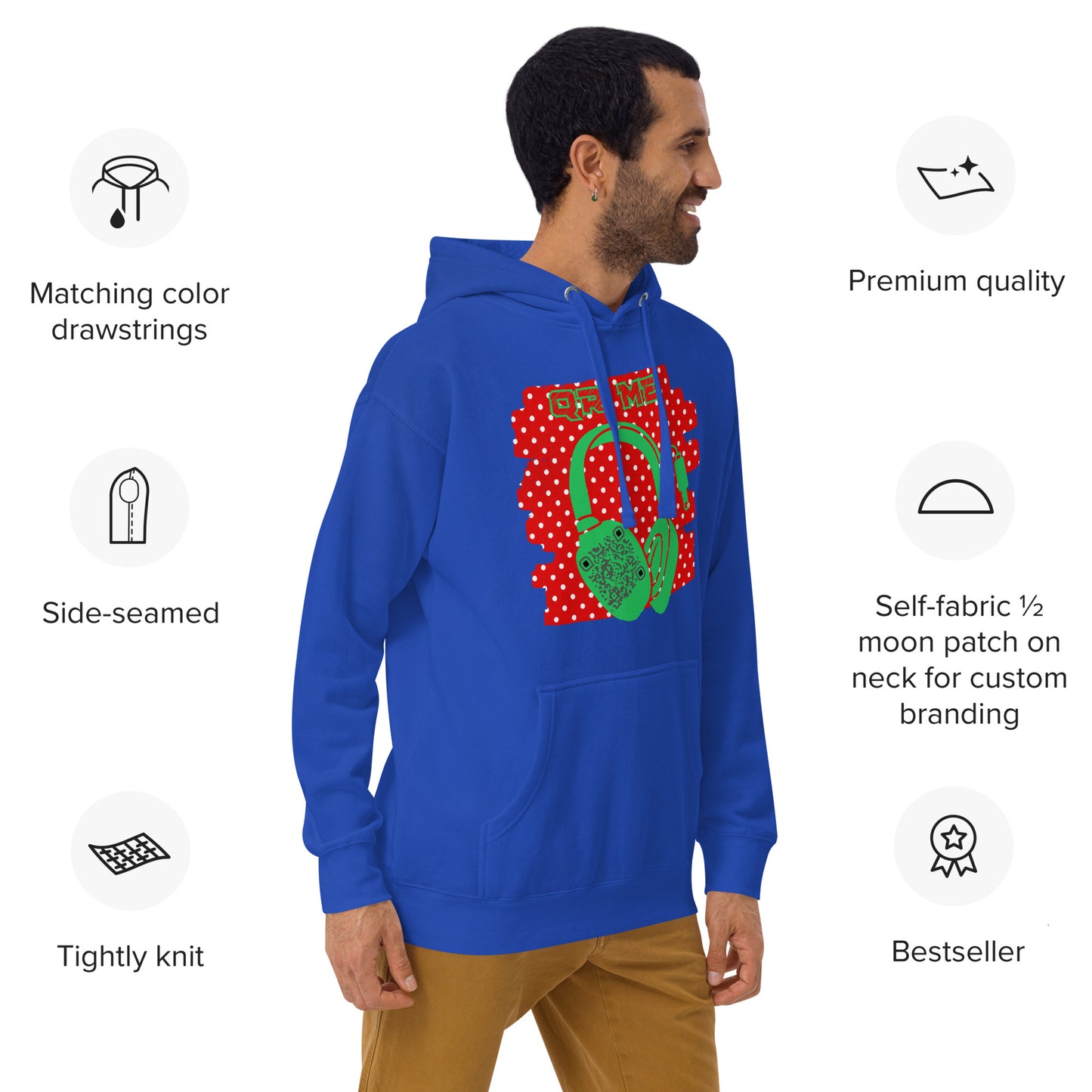 Personalized QR Code Polka Dot Hoodie – Share Your Tunes