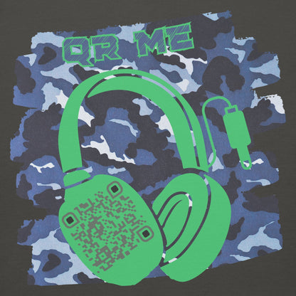 Personalized QR Code Blue Camo Hoodie – Blend In, Share Out