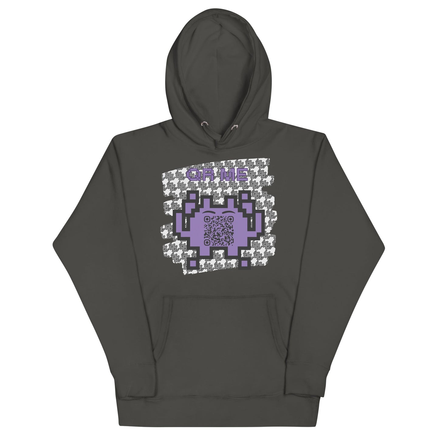 Monochrome Alien Emoji QR Code Hoodie – Share Your Stats