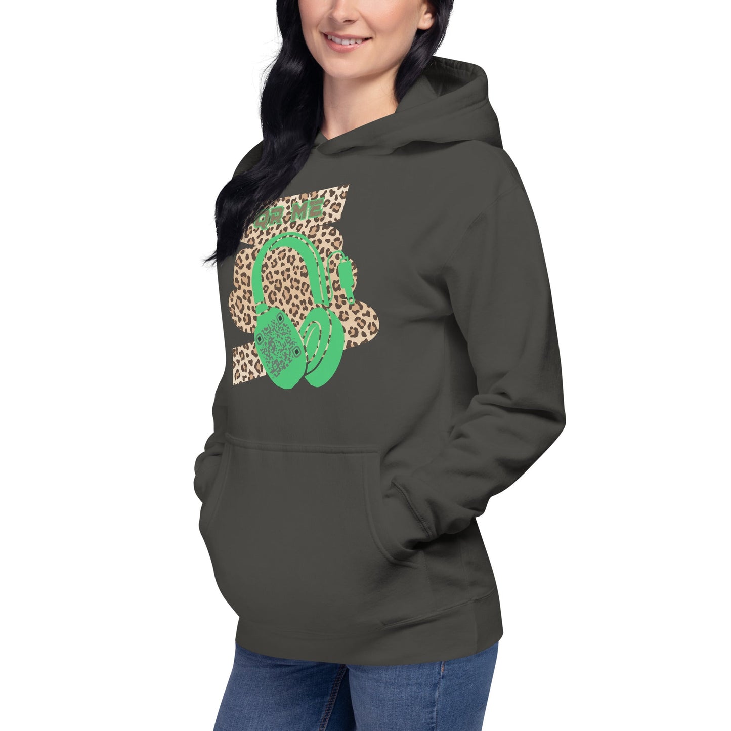 Custom QR Code Leopard Print Hoodie – Wild Style, Shared Tunes