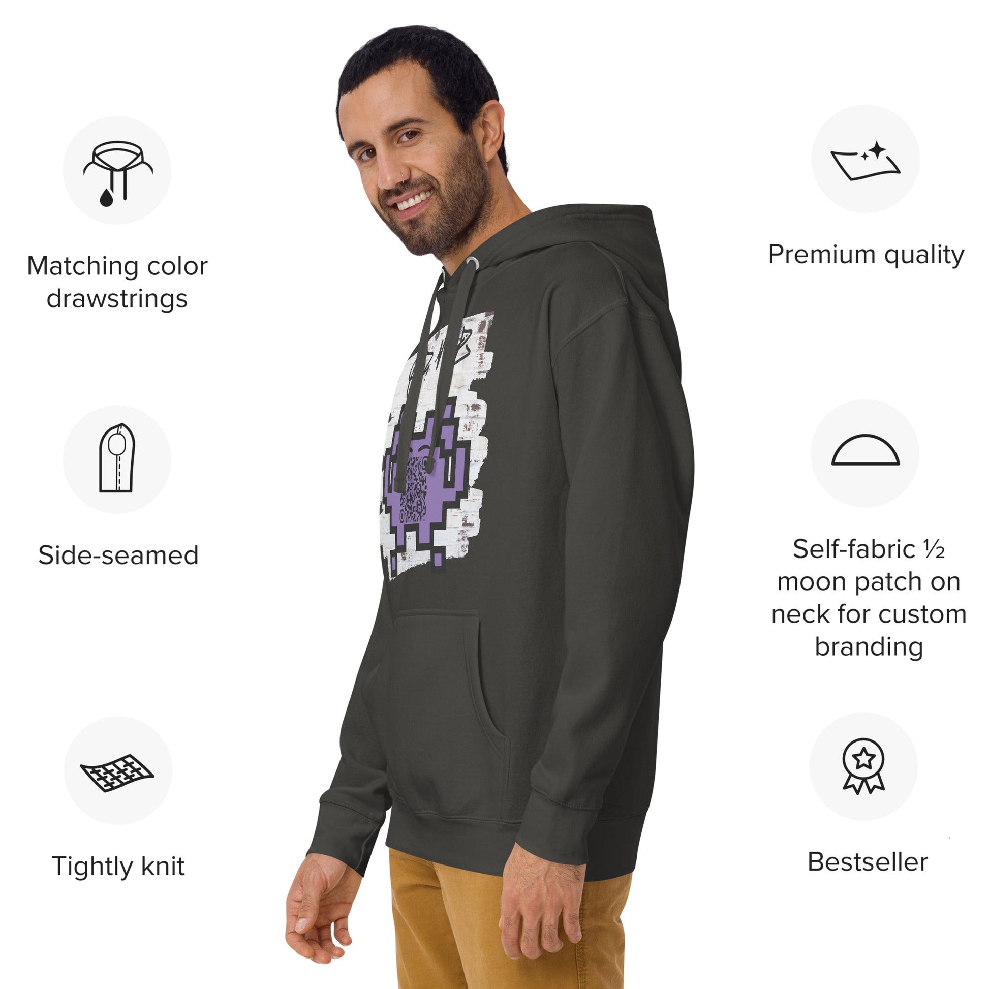 Graffiti Wall Alien Emoji QR Code Hoodie – Uniting Gamers