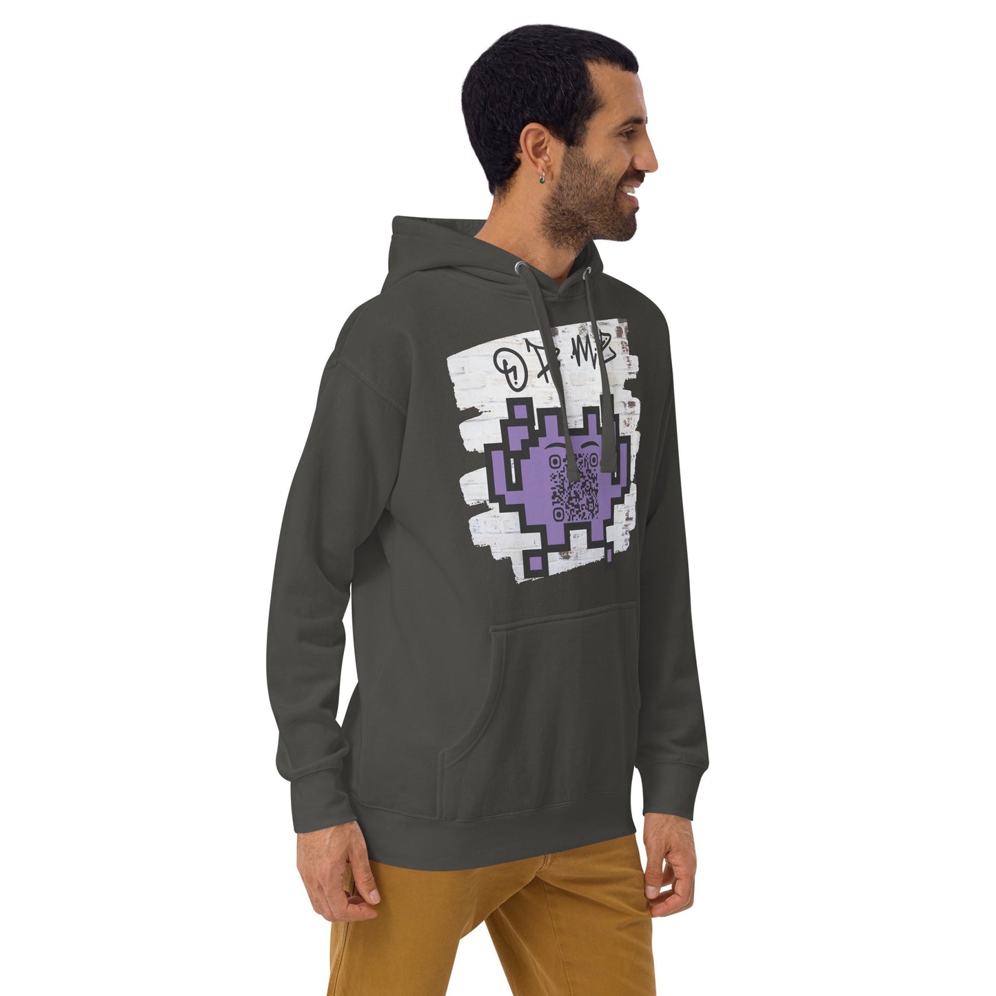 Graffiti Wall Alien Emoji QR Code Hoodie – Uniting Gamers