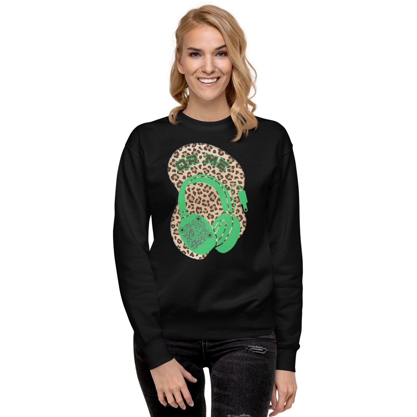 Leopard Print Personalized QR Code Sweatshirt – Wear Your Playlist!