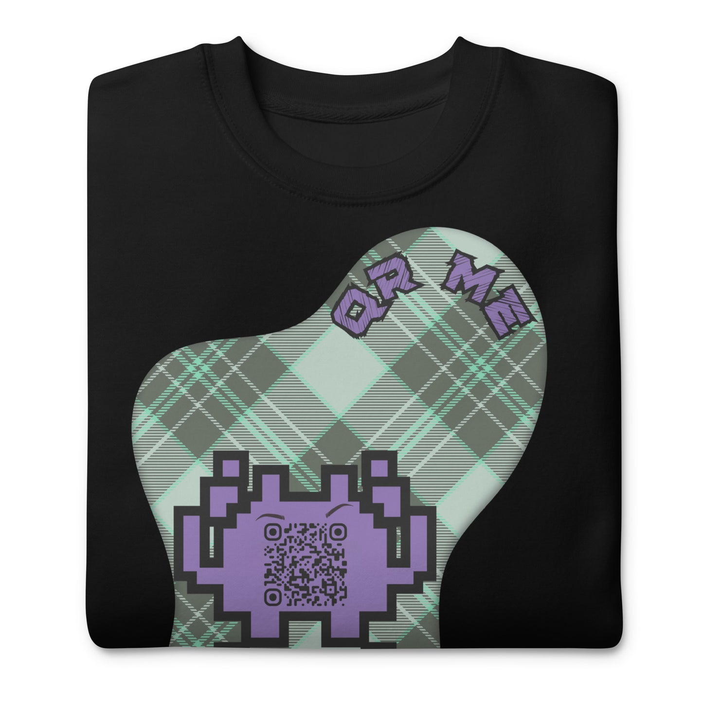 Alien Emoji QR Code Plaid Premium Sweatshirt