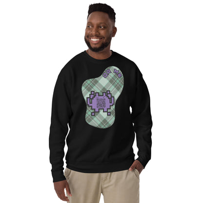 Alien Emoji QR Code Plaid Premium Sweatshirt