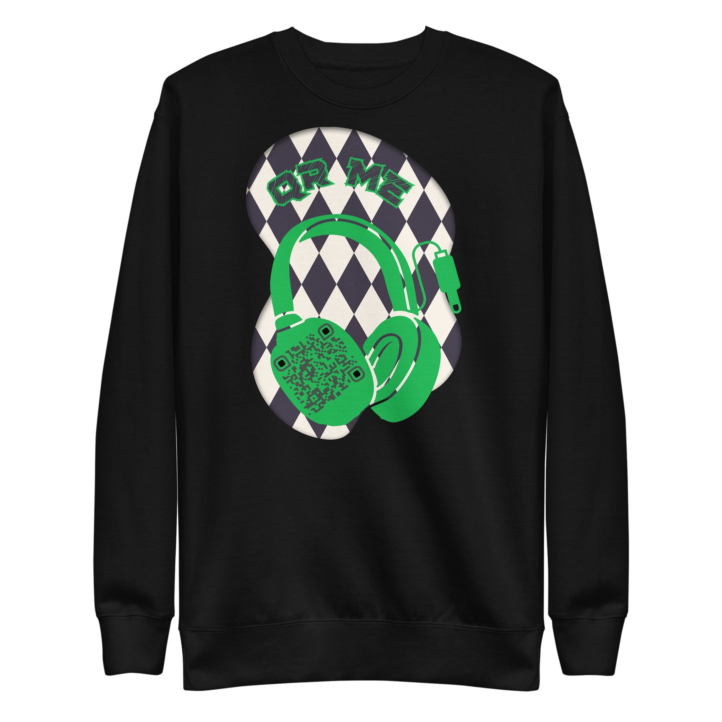 Personalized QR Code Sweatshirt with Funky Harlequin Vibes