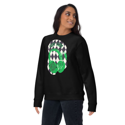 Personalized QR Code Sweatshirt with Funky Harlequin Vibes