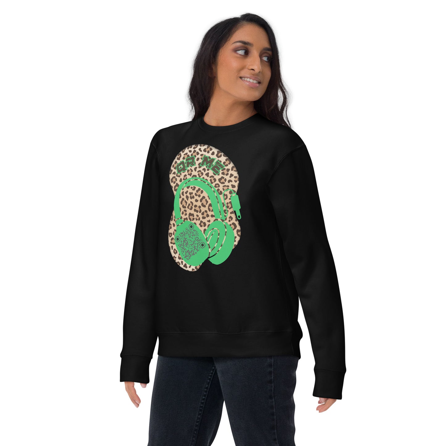 Leopard Print Personalized QR Code Sweatshirt – Wear Your Playlist!