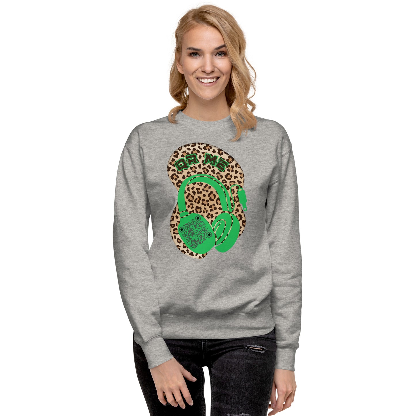 Leopard Print Personalized QR Code Sweatshirt – Wear Your Playlist!