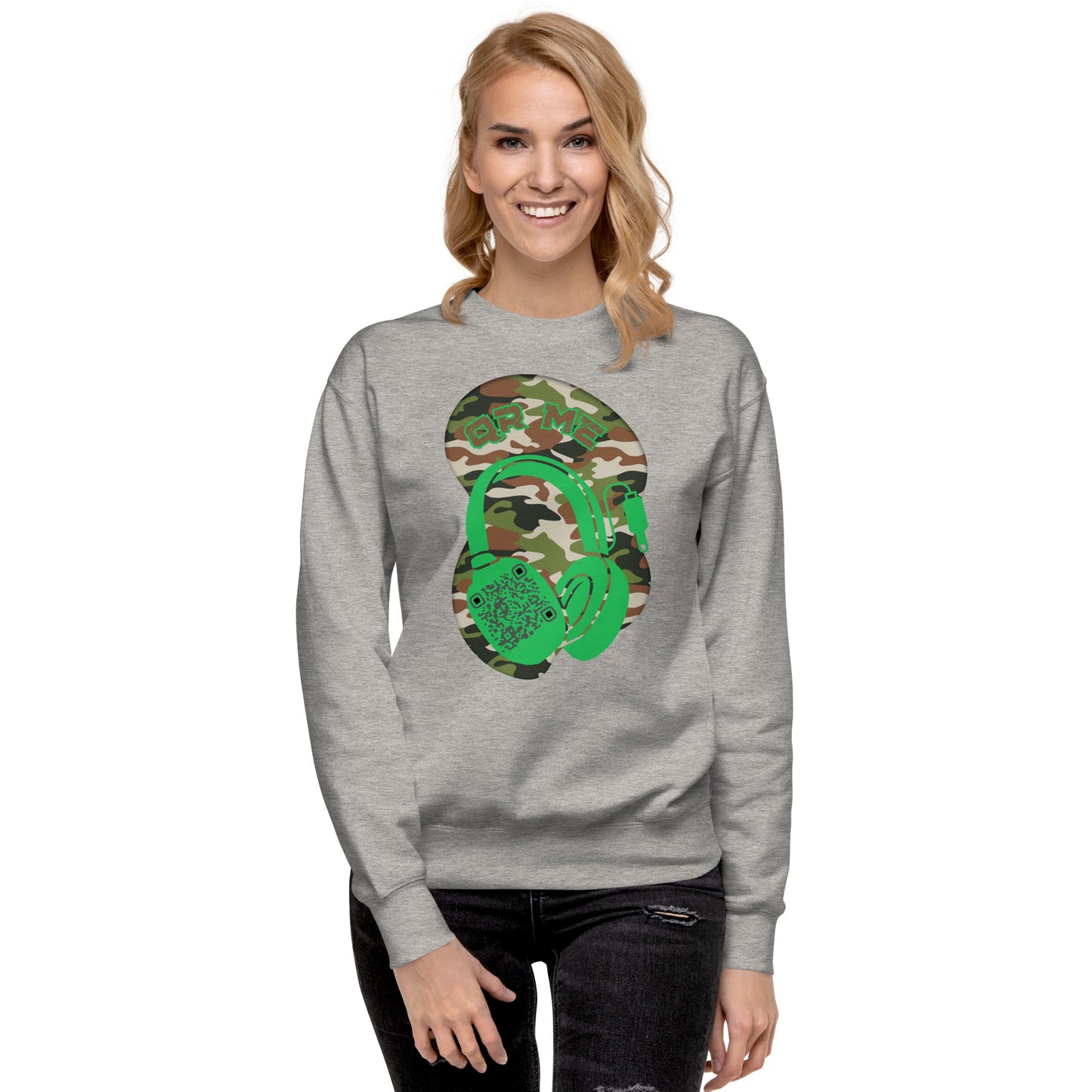 Personalized QR Code Sweatshirt – Camouflage Beats Edition 🎶