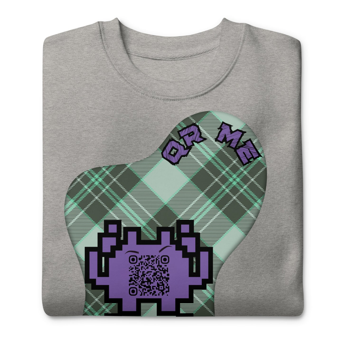 Alien Emoji QR Code Plaid Premium Sweatshirt