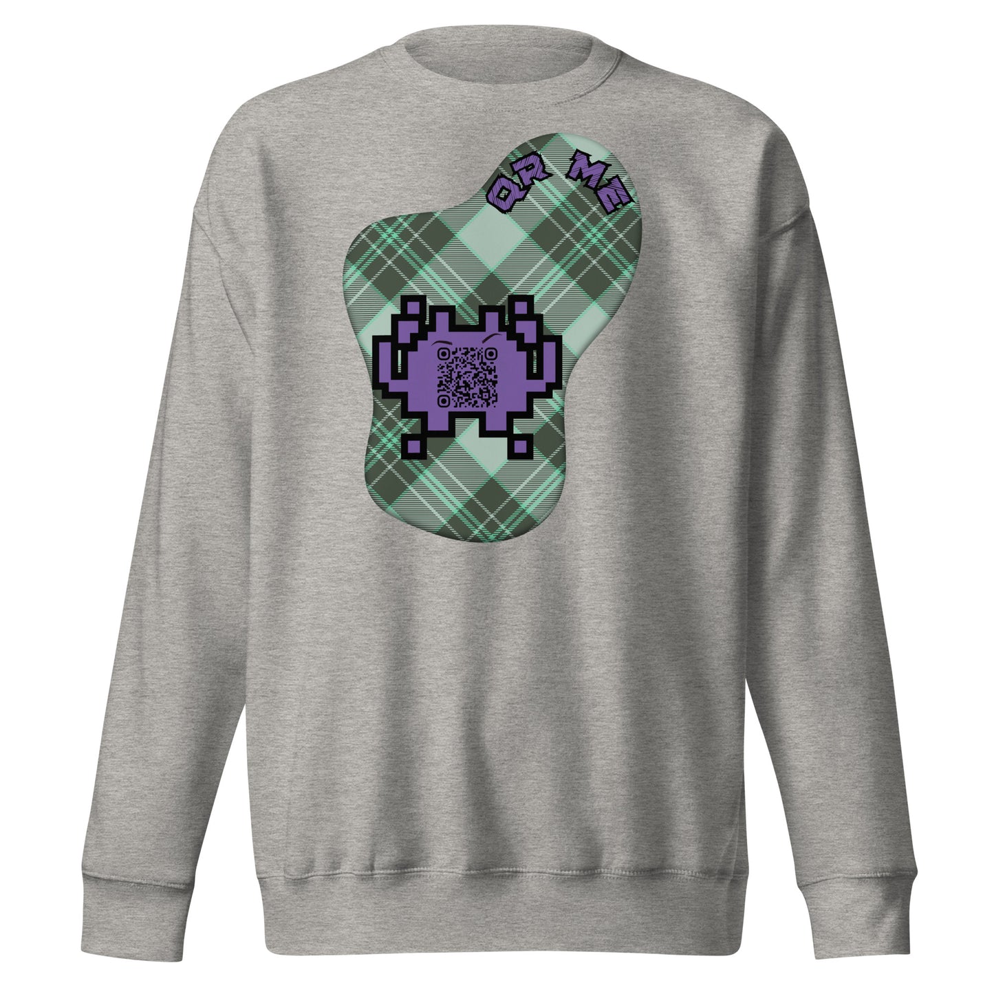 Alien Emoji QR Code Plaid Premium Sweatshirt