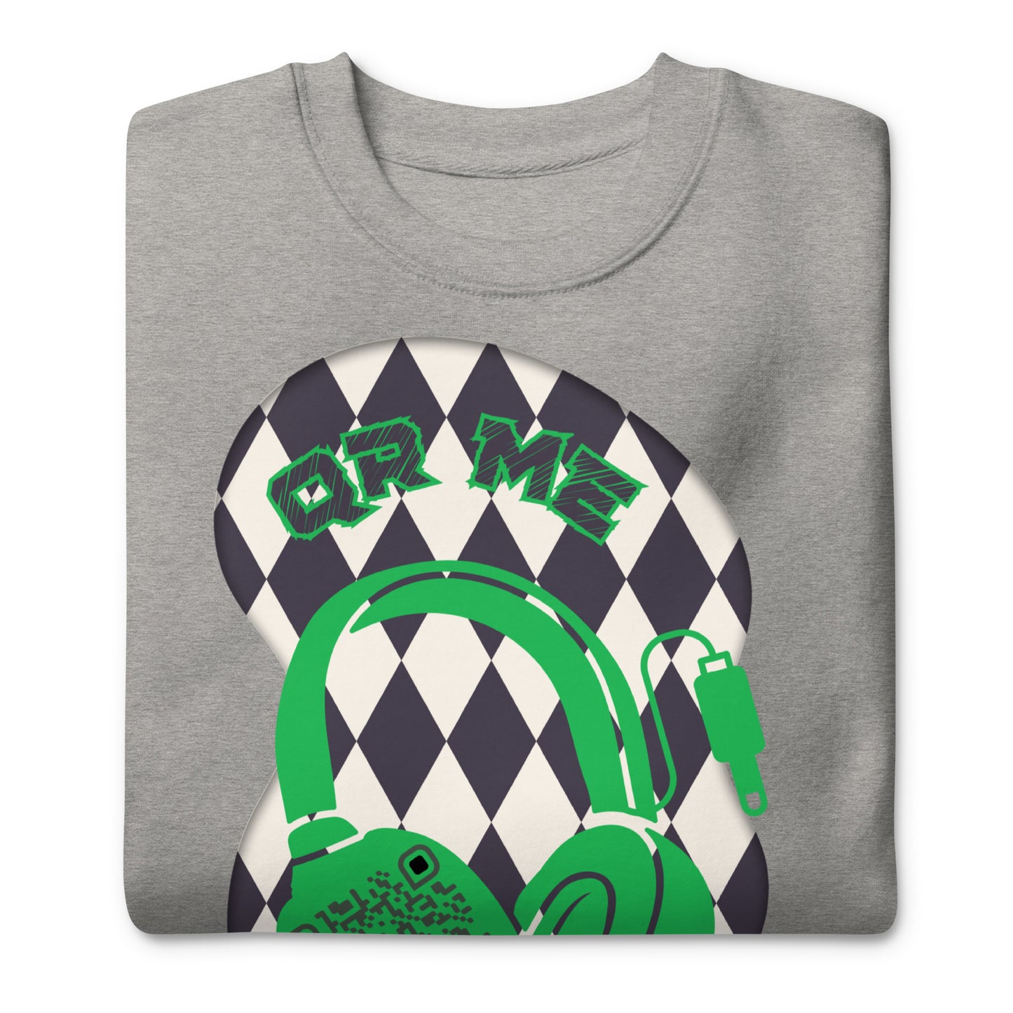 Personalized QR Code Sweatshirt with Funky Harlequin Vibes