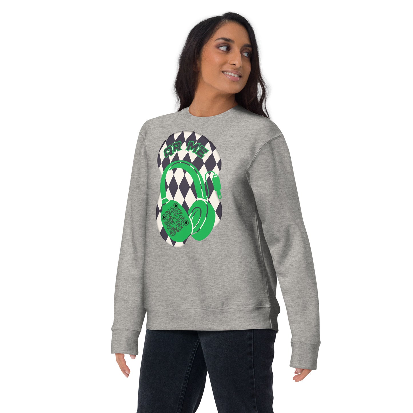 Personalized QR Code Sweatshirt with Funky Harlequin Vibes