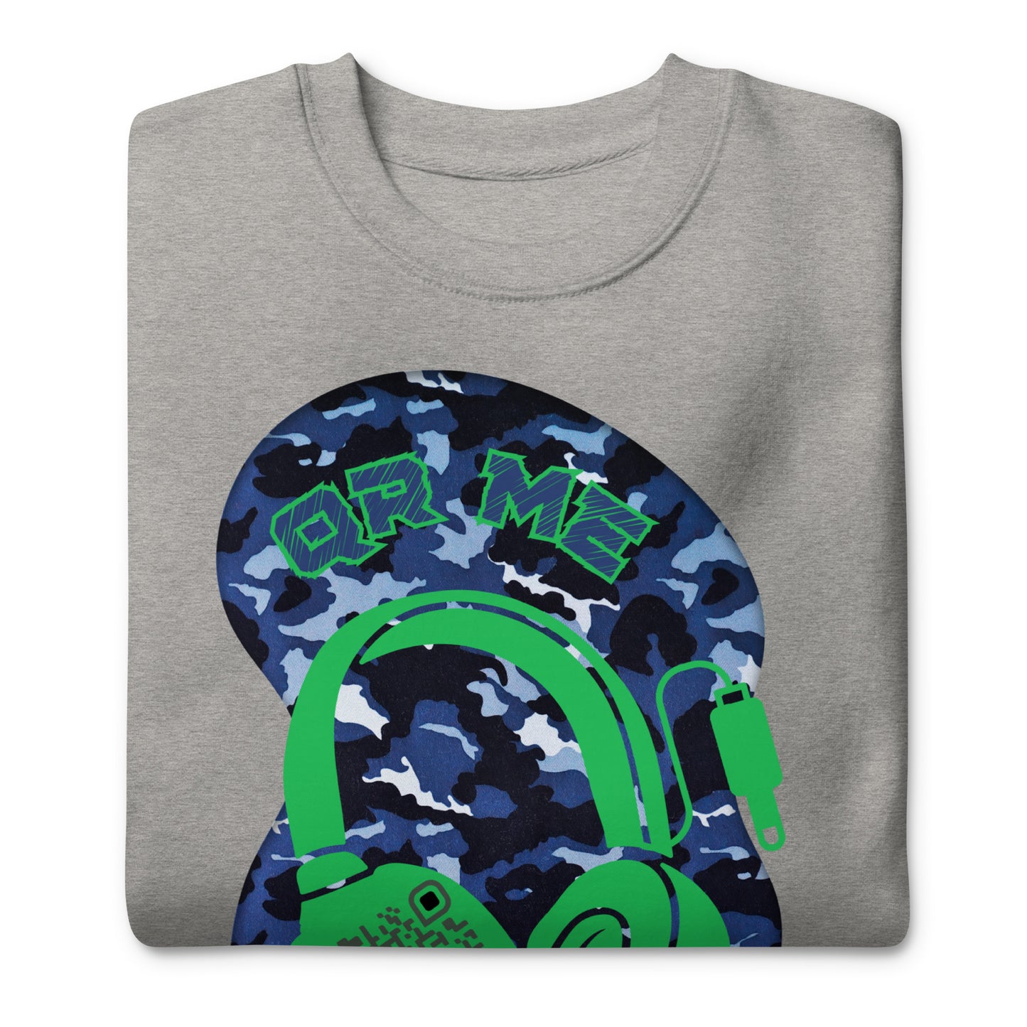 Personalized QR Code Blue Camo Sweatshirt – Blend In, Stand Out