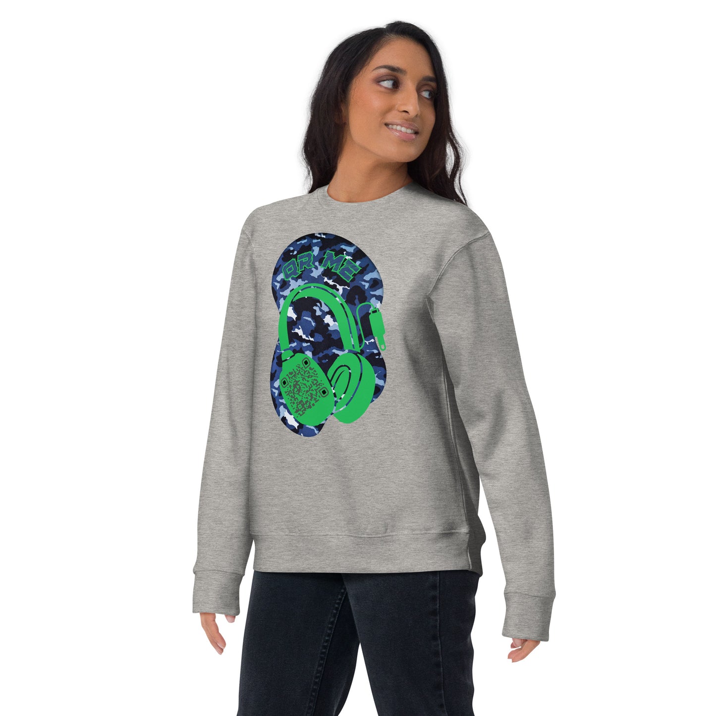 Personalized QR Code Blue Camo Sweatshirt – Blend In, Stand Out