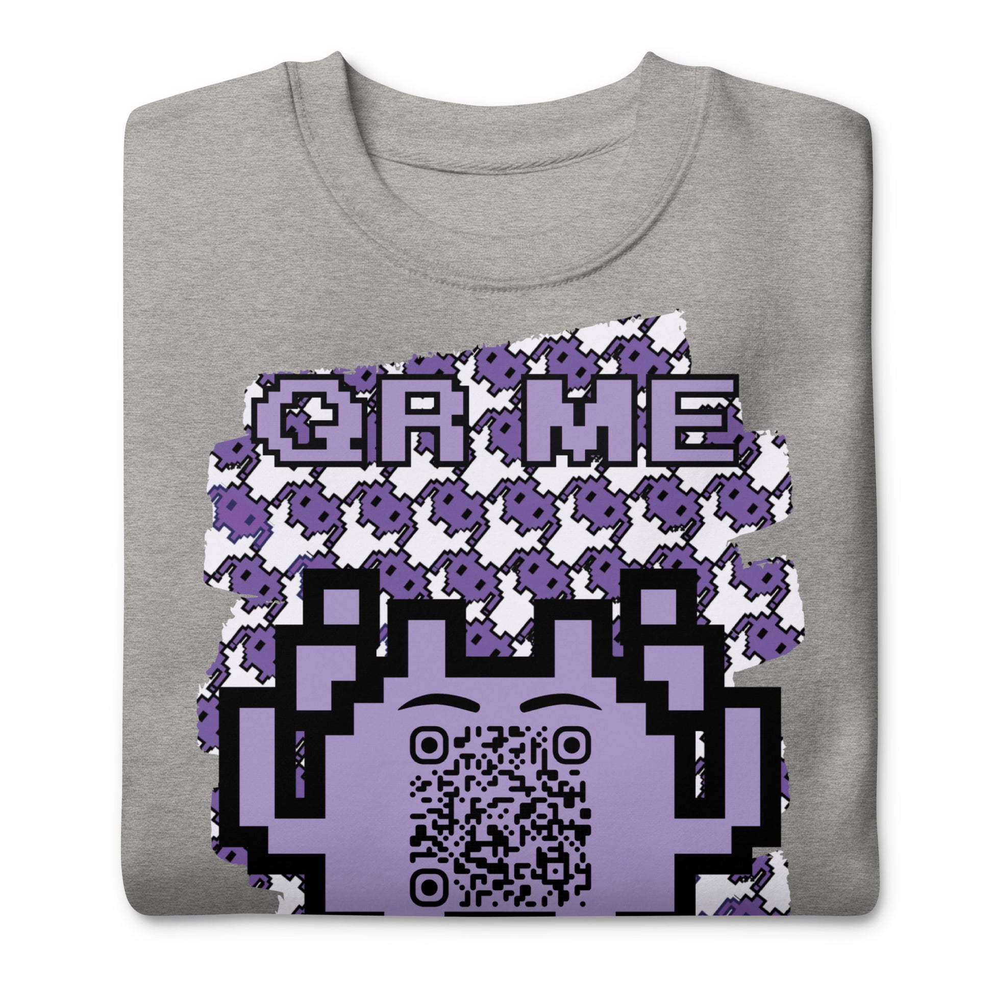 Purple Alien QR Code Sweatshirt – Classic Style for Gamers & Creators