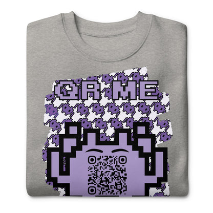 Purple Alien QR Code Sweatshirt – Classic Style for Gamers & Creators