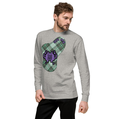 Alien Emoji QR Code Plaid Premium Sweatshirt