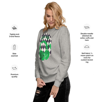 Personalized QR Code Sweatshirt with Funky Harlequin Vibes