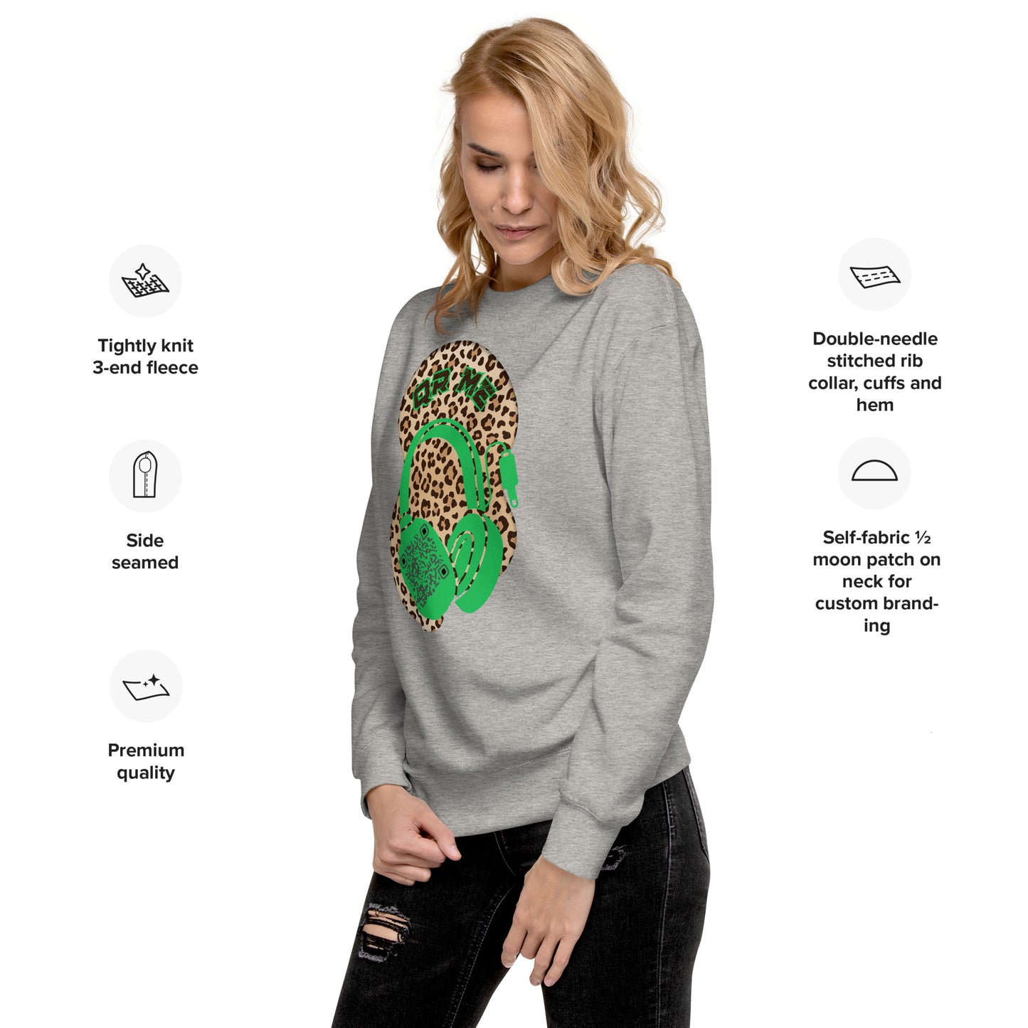 Leopard Print Personalized QR Code Sweatshirt – Wear Your Playlist!