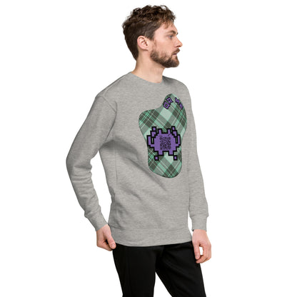 Alien Emoji QR Code Plaid Premium Sweatshirt