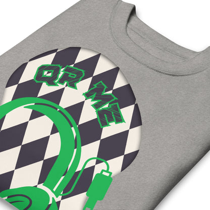 Personalized QR Code Sweatshirt with Funky Harlequin Vibes