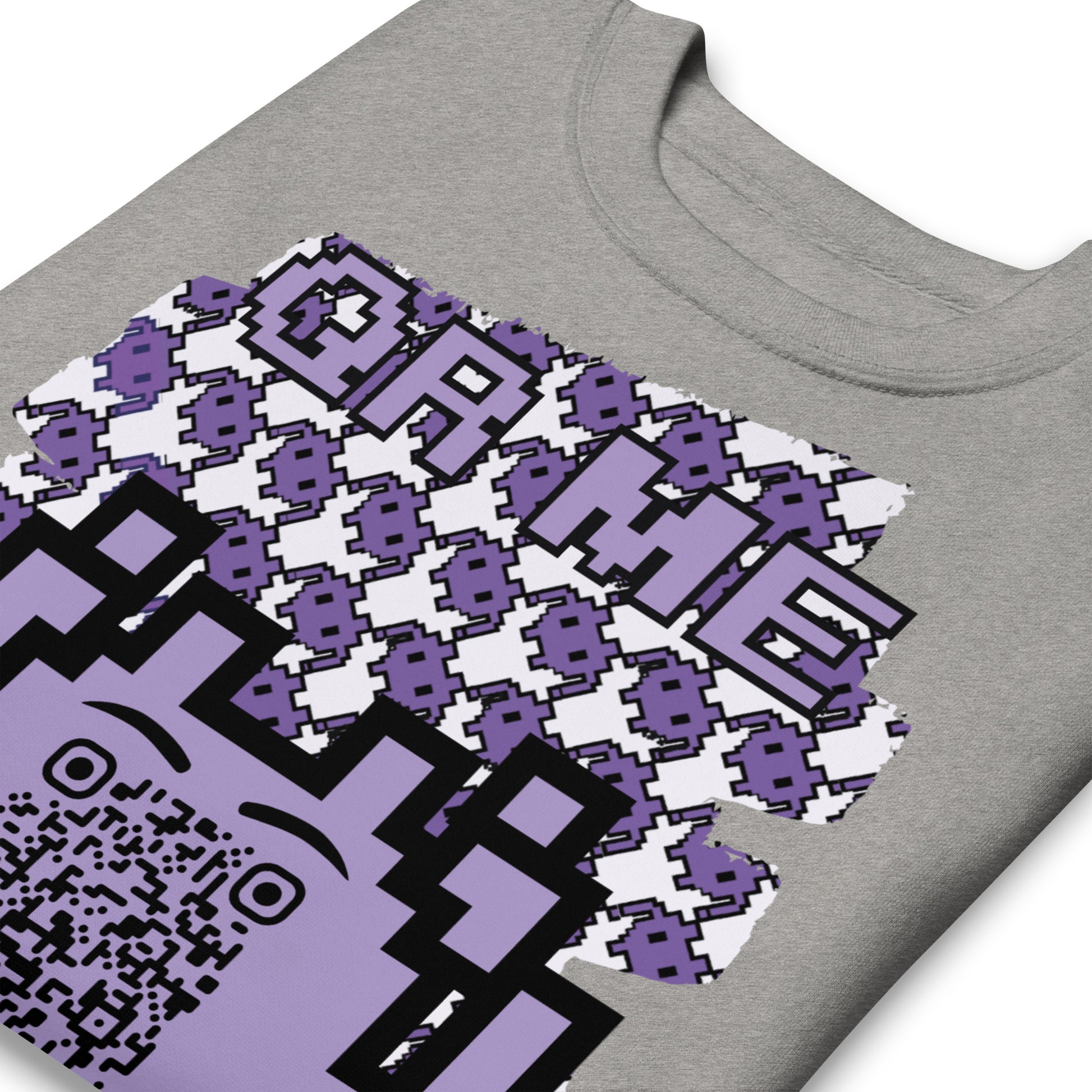 Purple Alien QR Code Sweatshirt – Classic Style for Gamers & Creators
