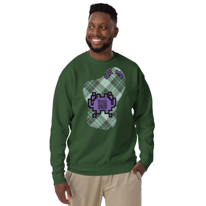 Alien Emoji QR Code Plaid Premium Sweatshirt