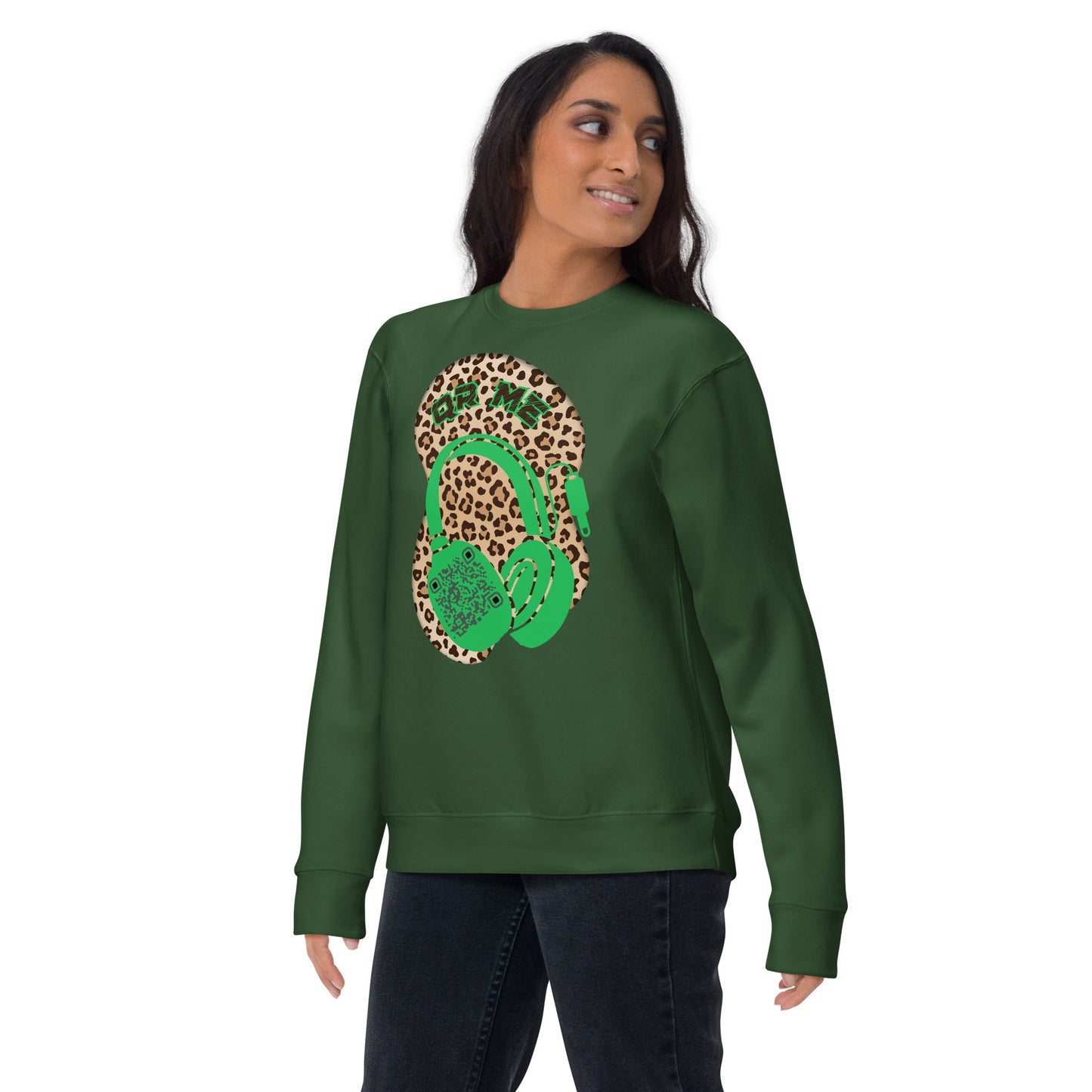 Leopard Print Personalized QR Code Sweatshirt – Wear Your Playlist!