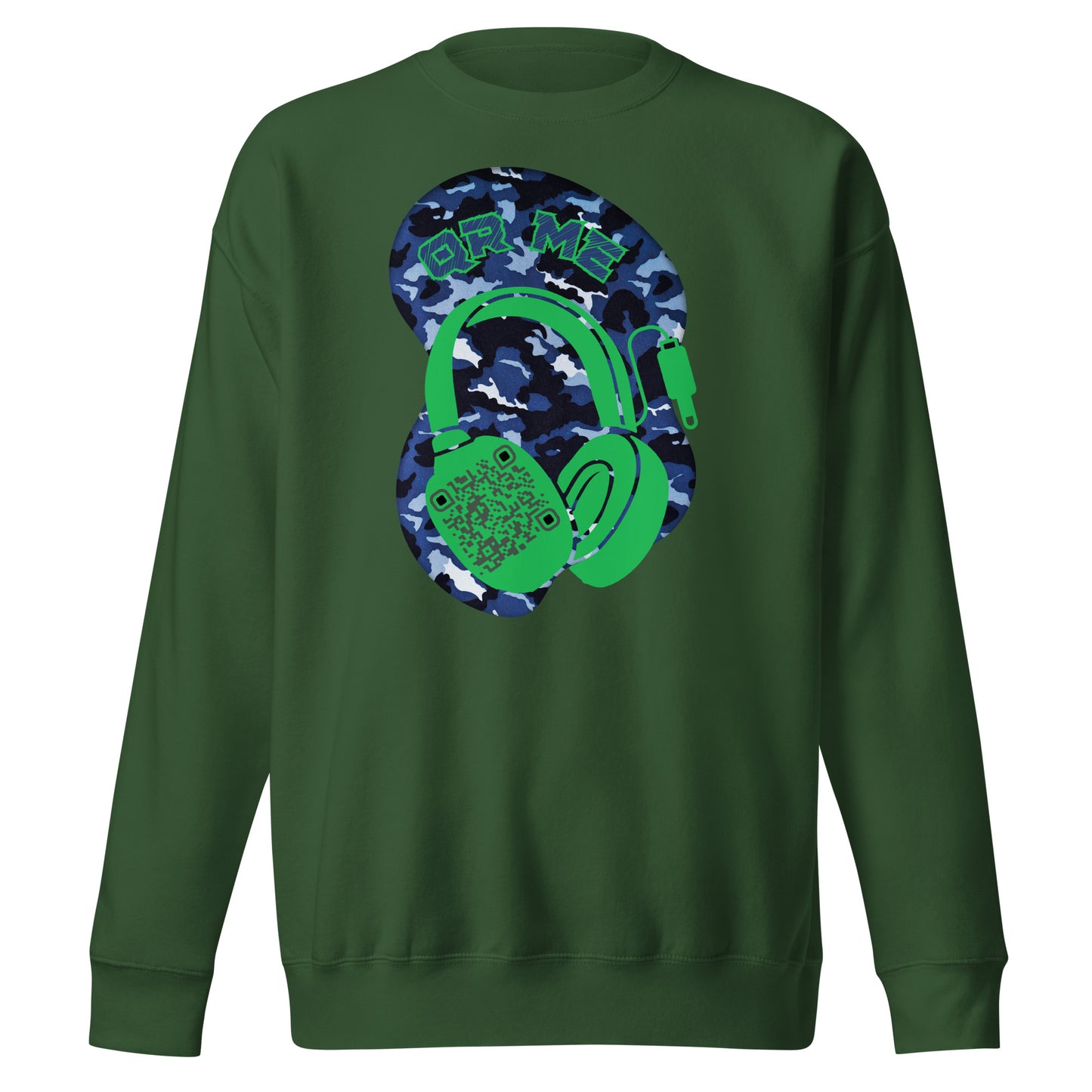 Personalized QR Code Blue Camo Sweatshirt – Blend In, Stand Out