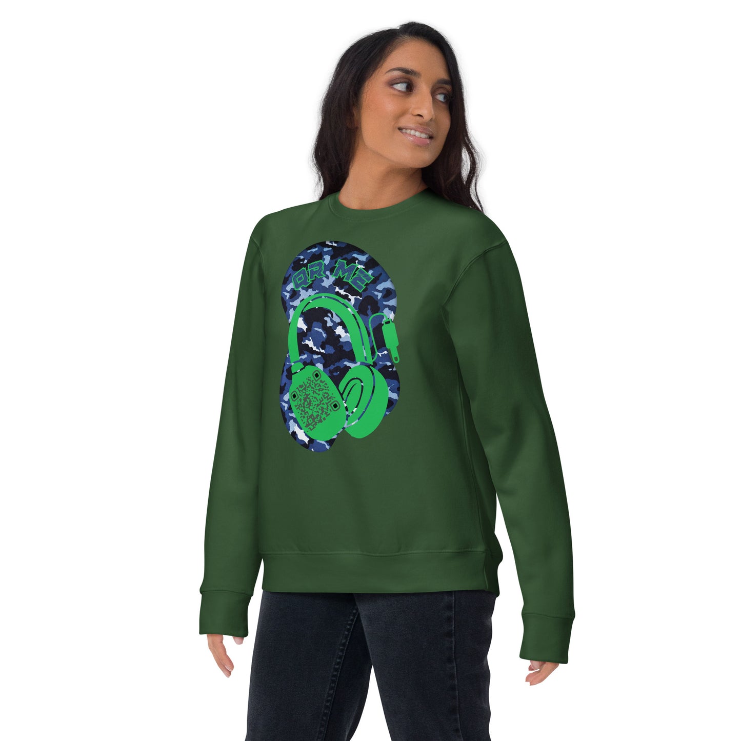 Personalized QR Code Blue Camo Sweatshirt – Blend In, Stand Out