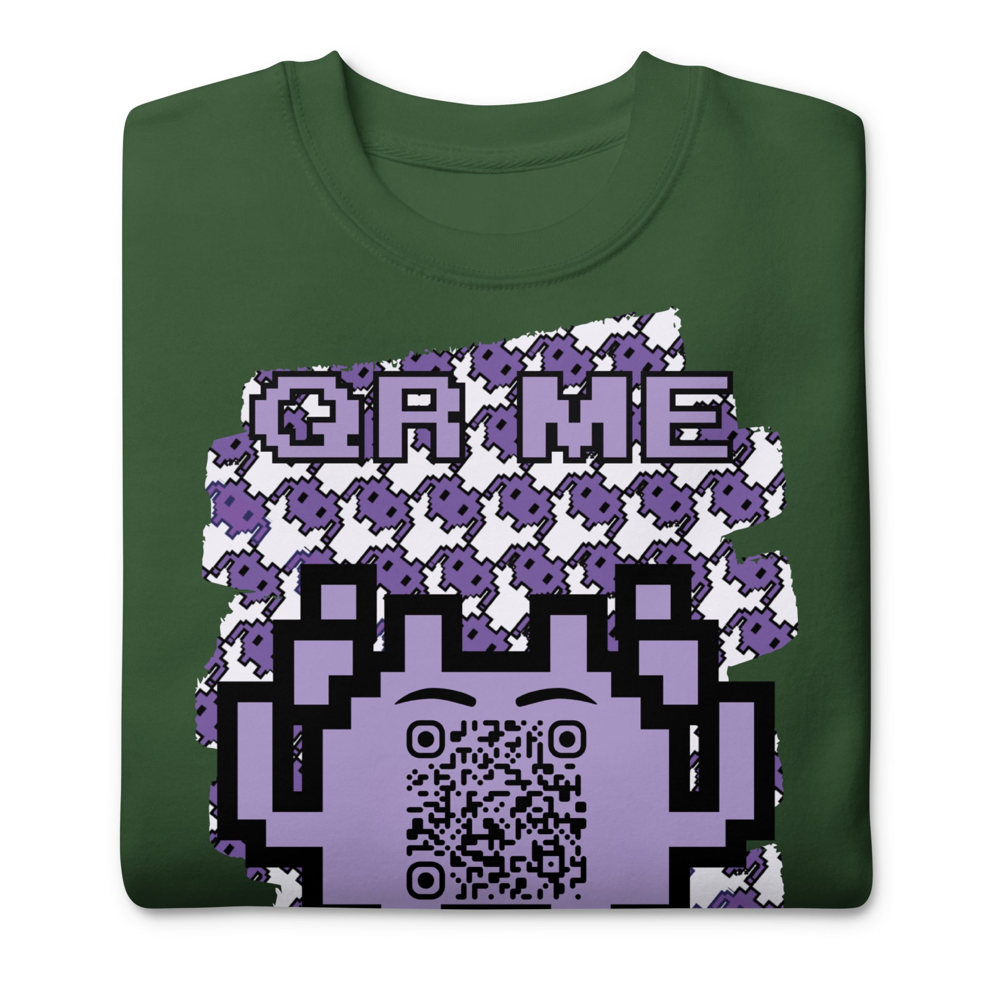 Purple Alien QR Code Sweatshirt – Classic Style for Gamers & Creators