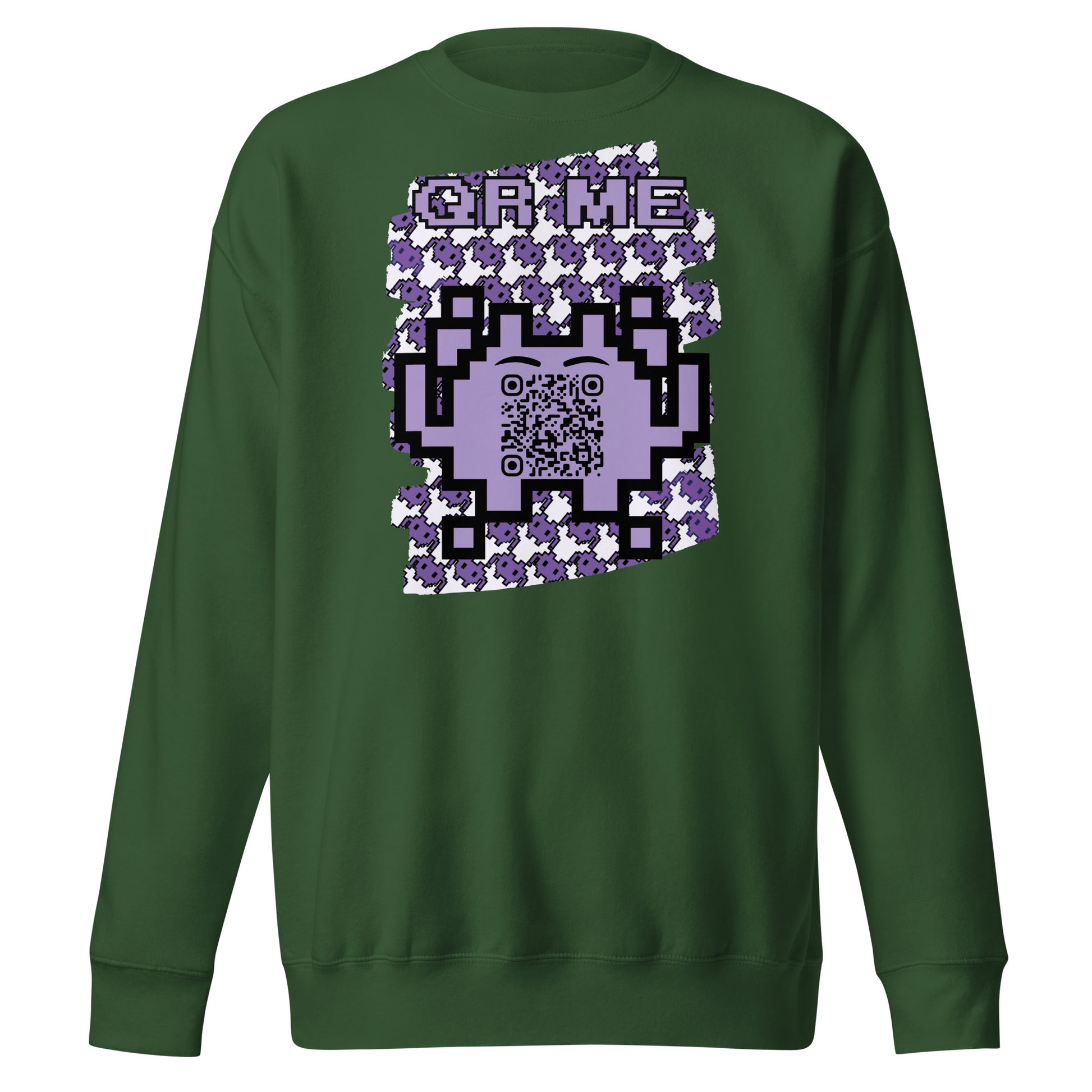 Purple Alien QR Code Sweatshirt – Classic Style for Gamers & Creators