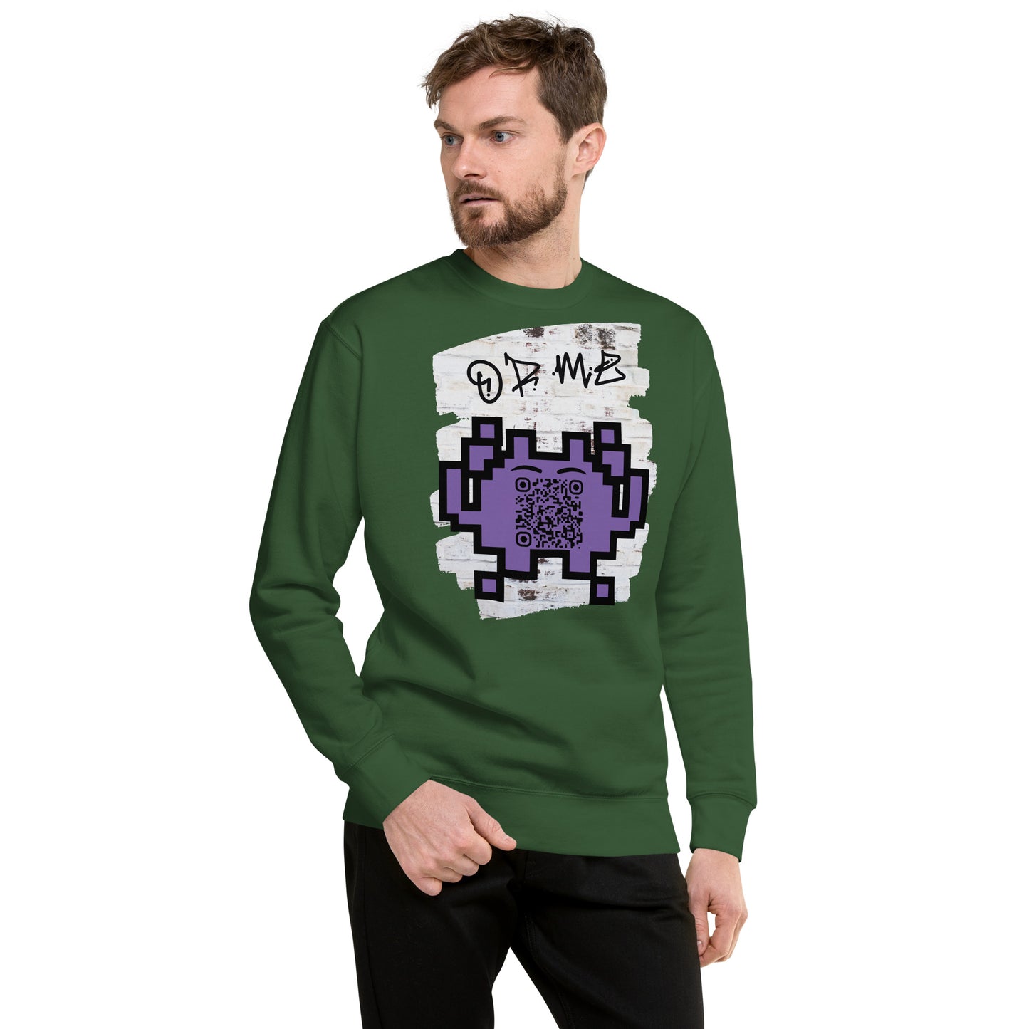 Graffiti Wall Alien QR Code Sweatshirt – Bold Style for Gamers